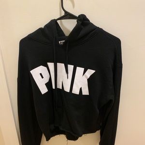 Slightly Worn Cute Black cropped PINK sweater